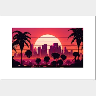 80s Exotic Synthwave Sundown Posters and Art